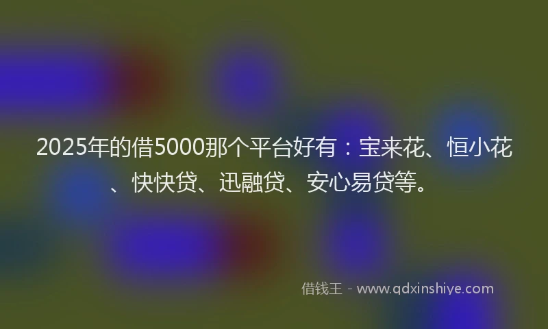 2025年的借5000那个平台好有：宝来花、恒小花、快快贷、迅融贷、安心易贷等。