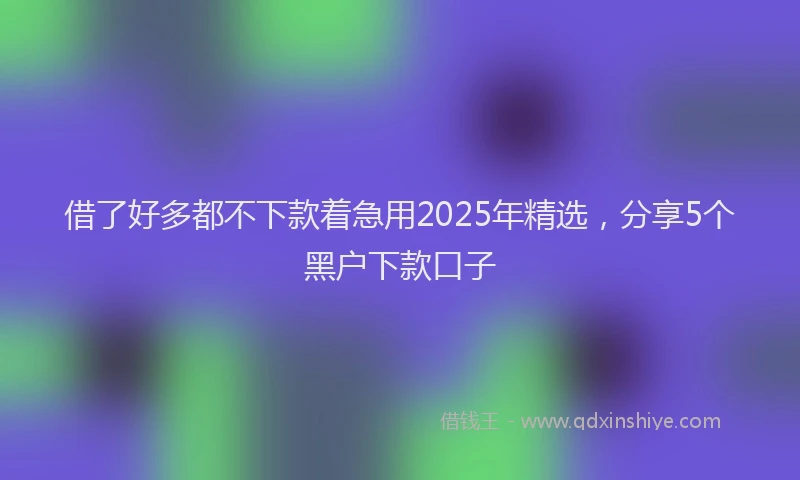 借了好多都不下款着急用2025年精选，分享5个黑户下款口子