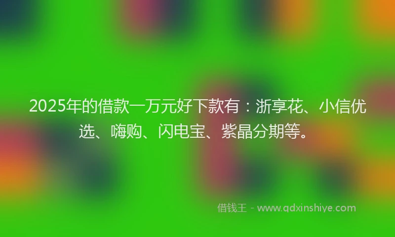 2025年的借款一万元好下款有：浙享花、小信优选、嗨购、闪电宝、紫晶分期等。