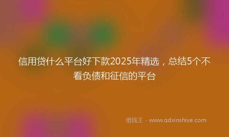 信用贷什么平台好下款2025年精选，总结5个不看负债和征信的平台