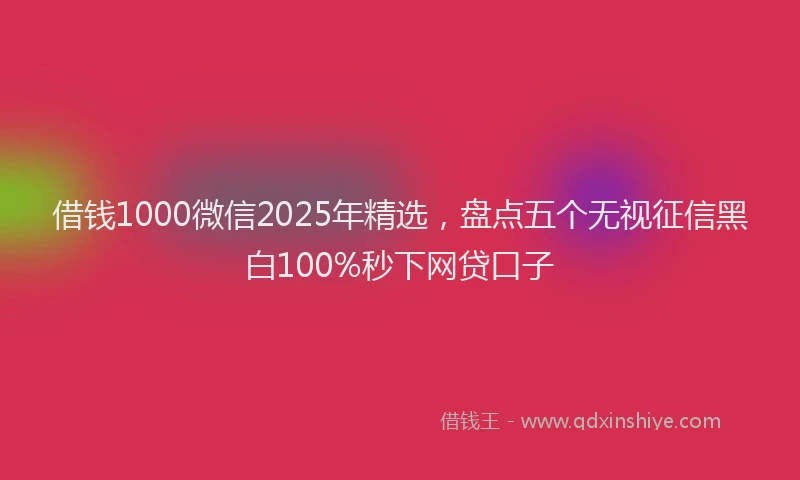 借钱1000微信2025年精选，盘点五个无视征信黑白100%秒下网贷口子