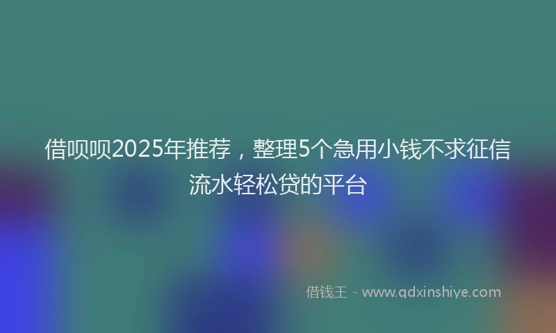 借呗呗2025年推荐，整理5个急用小钱不求征信流水轻松贷的平台