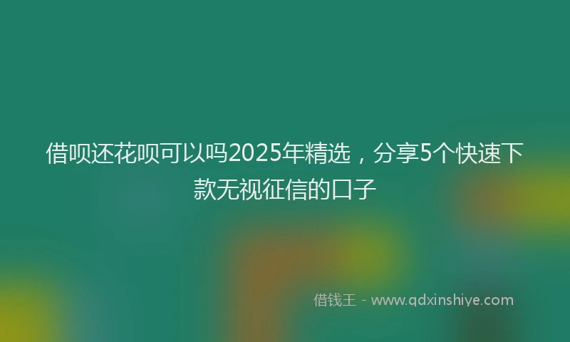 借呗还花呗可以吗2025年精选，分享5个快速下款无视征信的口子