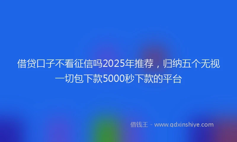 借贷口子不看征信吗2025年推荐，归纳五个无视一切包下款5000秒下款的平台