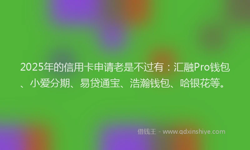 2025年的信用卡申请老是不过有：汇融Pro钱包、小爱分期、易贷通宝、浩瀚钱包、哈银花等。