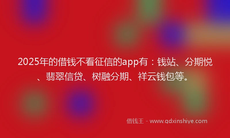 2025年的借钱不看征信的app有：钱站、分期悦、翡翠信贷、树融分期、祥云钱包等。