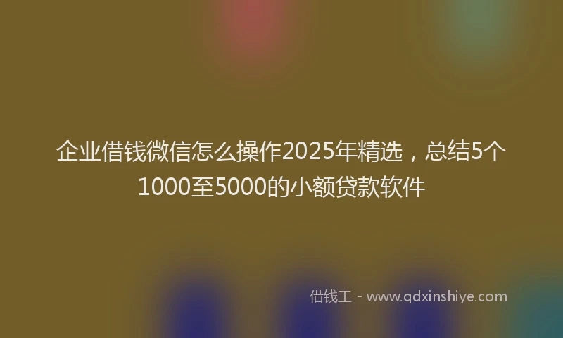 企业借钱微信怎么操作2025年精选，总结5个1000至5000的小额贷款软件