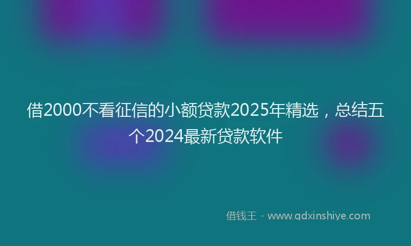 借2000不看征信的小额贷款2025年精选，总结五个2024最新贷款软件