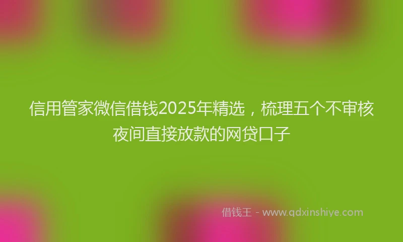 信用管家微信借钱2025年精选，梳理五个不审核夜间直接放款的网贷口子