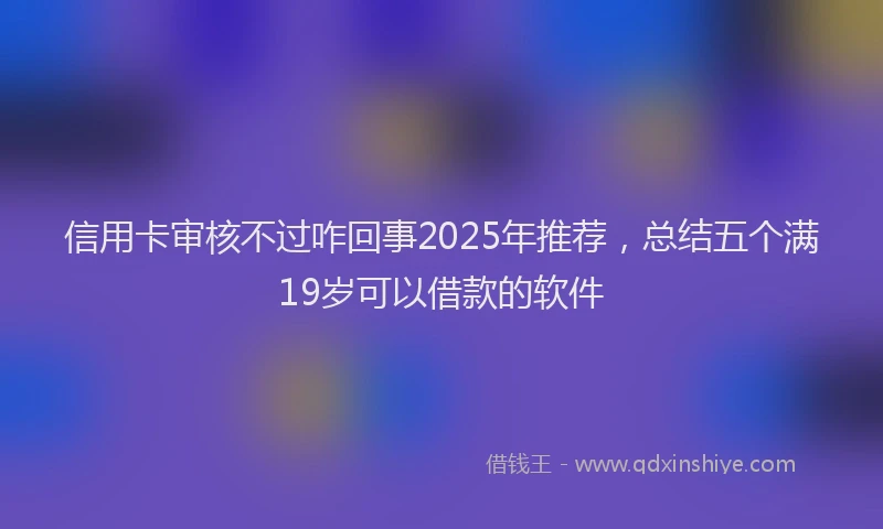 信用卡审核不过咋回事2025年推荐，总结五个满19岁可以借款的软件