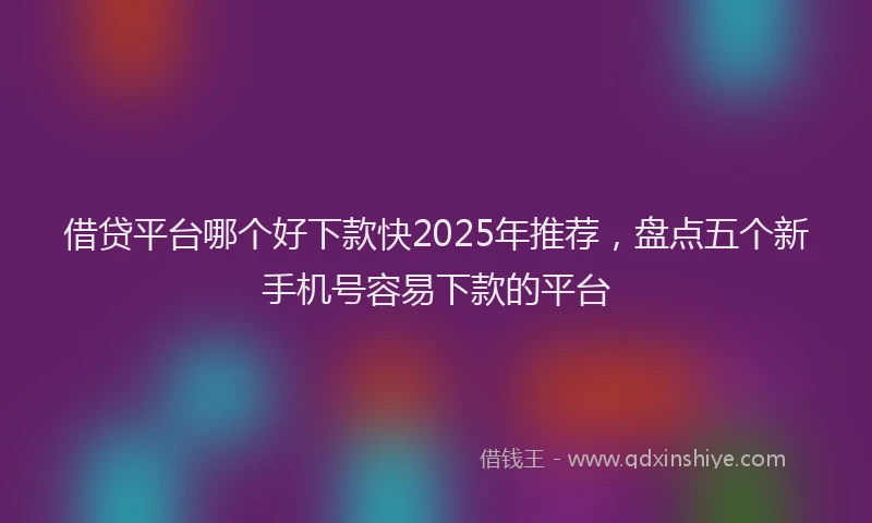 借贷平台哪个好下款快2025年推荐，盘点五个新手机号容易下款的平台