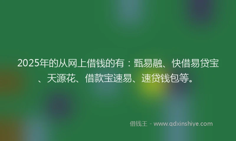 2025年的从网上借钱的有：甄易融、快借易贷宝、天源花、借款宝速易、速贷钱包等。
