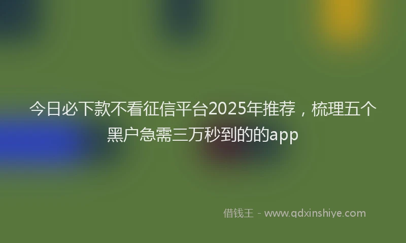 今日必下款不看征信平台2025年推荐，梳理五个黑户急需三万秒到的的app