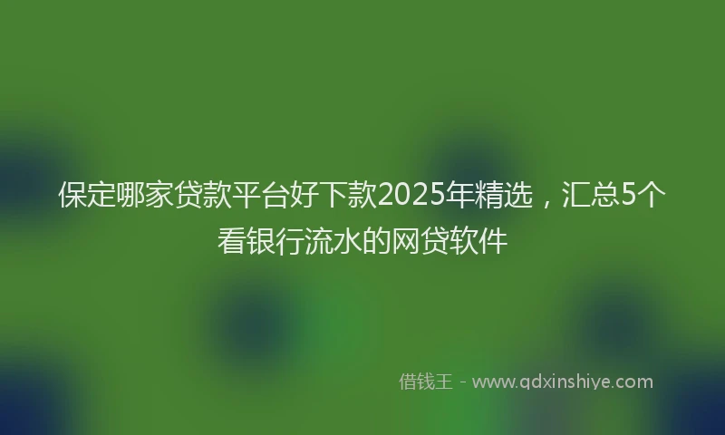 保定哪家贷款平台好下款2025年精选，汇总5个看银行流水的网贷软件