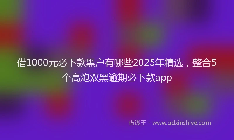 借1000元必下款黑户有哪些2025年精选，整合5个高炮双黑逾期必下款app