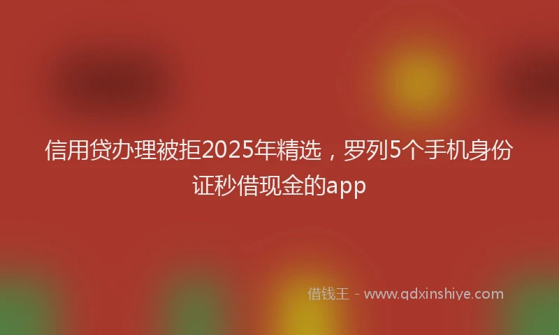 信用贷办理被拒2025年精选，罗列5个手机身份证秒借现金的app