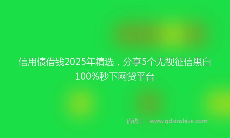 信用债借钱2025年精选，分享5个无视征信黑白100%秒下网贷平台