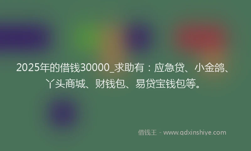 2025年的借钱30000_求助有：应急贷、小金鸽、丫头商城、财钱包、易贷宝钱包等。