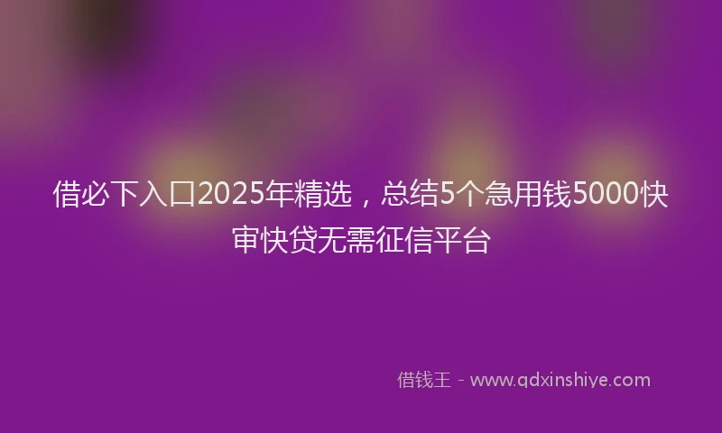 借必下入口2025年精选，总结5个急用钱5000快审快贷无需征信平台