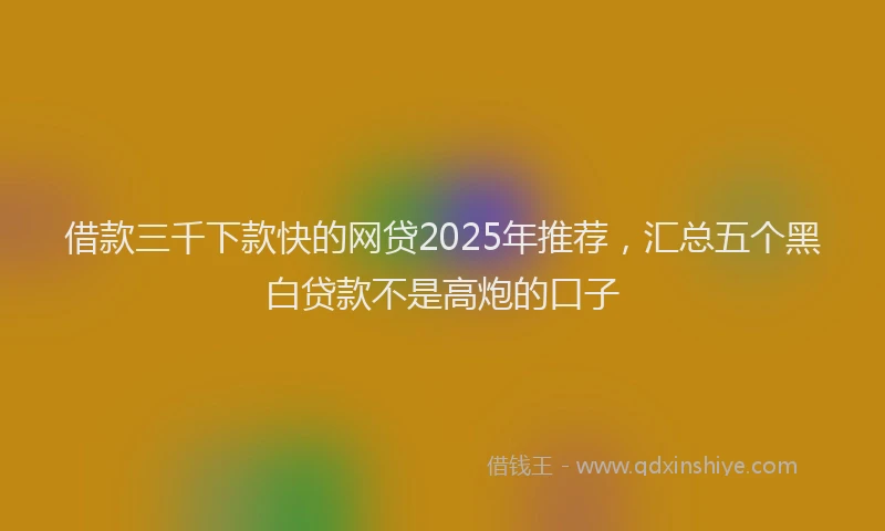 借款三千下款快的网贷2025年推荐，汇总五个黑白贷款不是高炮的口子