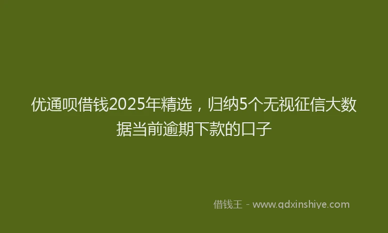优通呗借钱2025年精选，归纳5个无视征信大数据当前逾期下款的口子