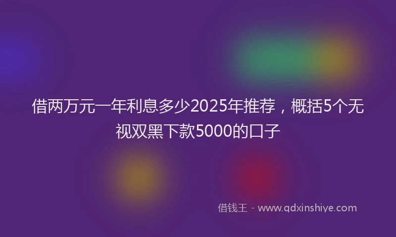 借两万元一年利息多少2025年推荐，概括5个无视双黑下款5000的口子