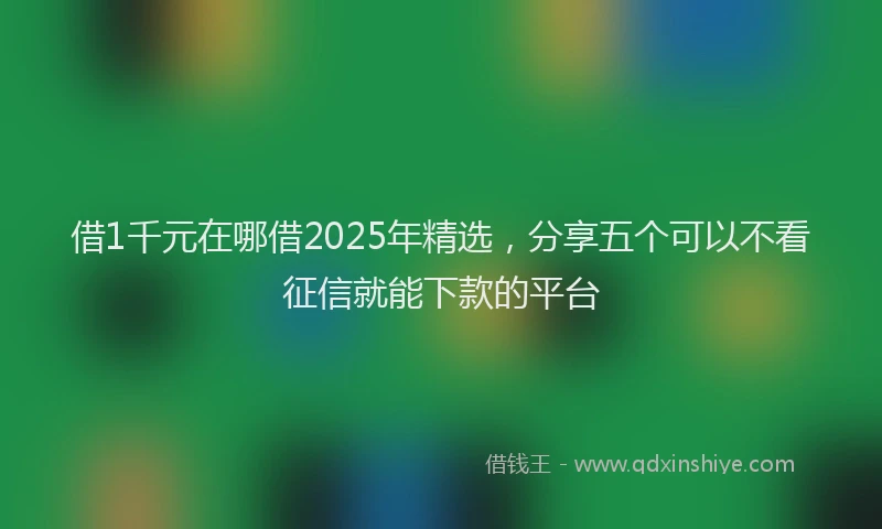 借1千元在哪借2025年精选，分享五个可以不看征信就能下款的平台