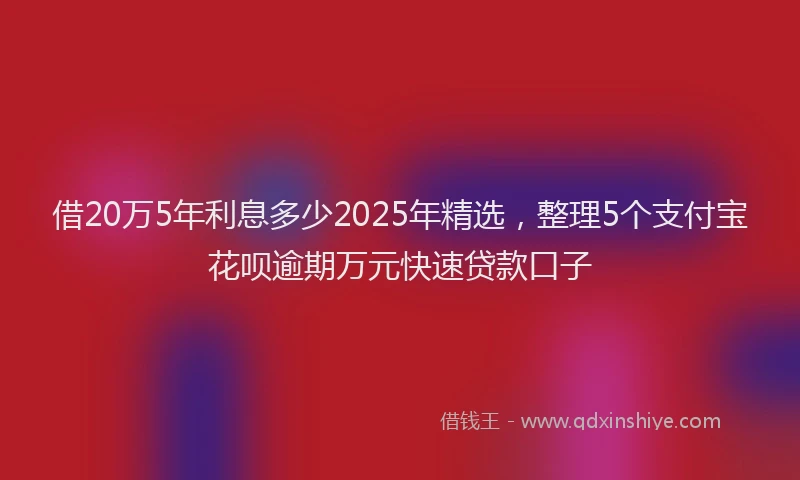 借20万5年利息多少2025年精选，整理5个支付宝花呗逾期万元快速贷款口子