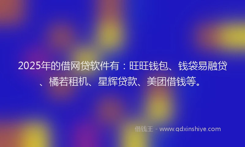 2025年的借网贷软件有：旺旺钱包、钱袋易融贷、橘若租机、星辉贷款、美团借钱等。