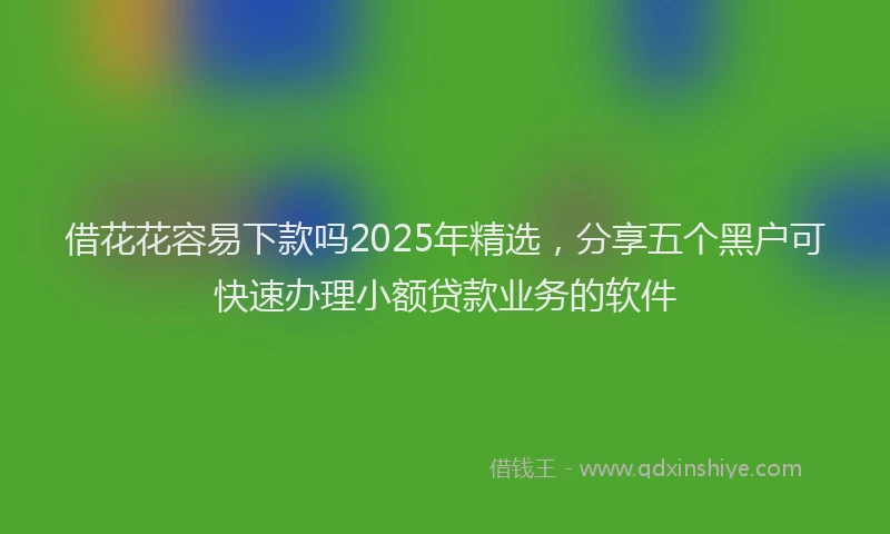 借花花容易下款吗2025年精选，分享五个黑户可快速办理小额贷款业务的软件