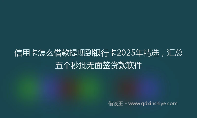 信用卡怎么借款提现到银行卡2025年精选，汇总五个秒批无面签贷款软件
