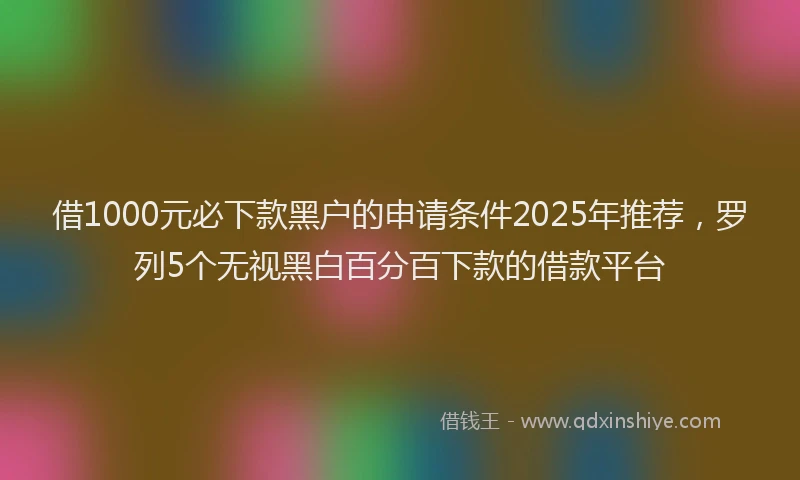 借1000元必下款黑户的申请条件2025年推荐，罗列5个无视黑白百分百下款的借款平台