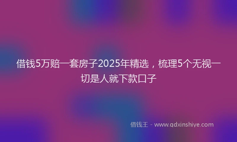 借钱5万赔一套房子2025年精选，梳理5个无视一切是人就下款口子