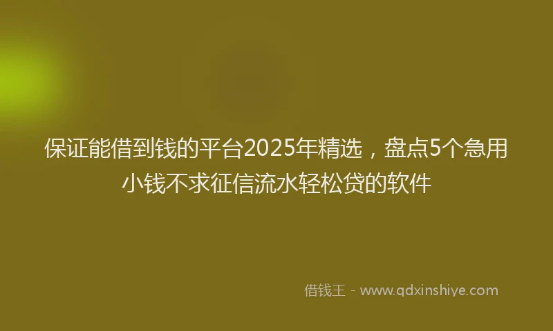 保证能借到钱的平台2025年精选，盘点5个急用小钱不求征信流水轻松贷的软件