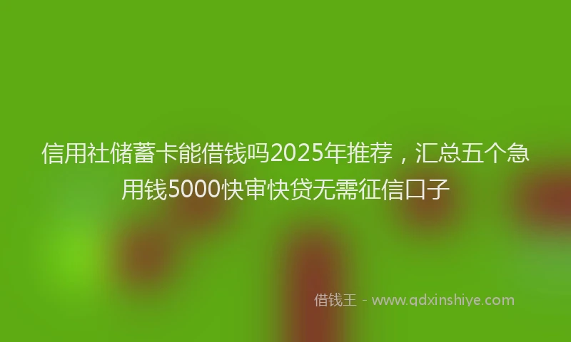 信用社储蓄卡能借钱吗2025年推荐，汇总五个急用钱5000快审快贷无需征信口子