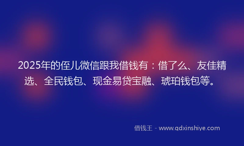 2025年的侄儿微信跟我借钱有：借了么、友佳精选、全民钱包、现金易贷宝融、琥珀钱包等。