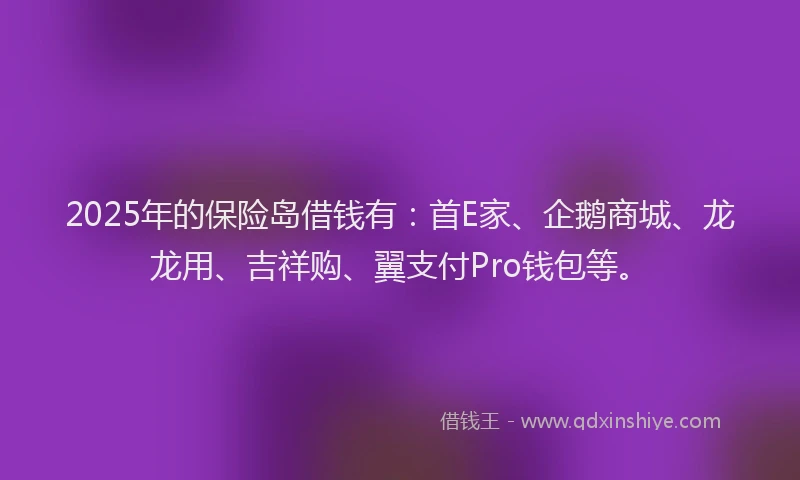 2025年的保险岛借钱有：首E家、企鹅商城、龙龙用、吉祥购、翼支付Pro钱包等。