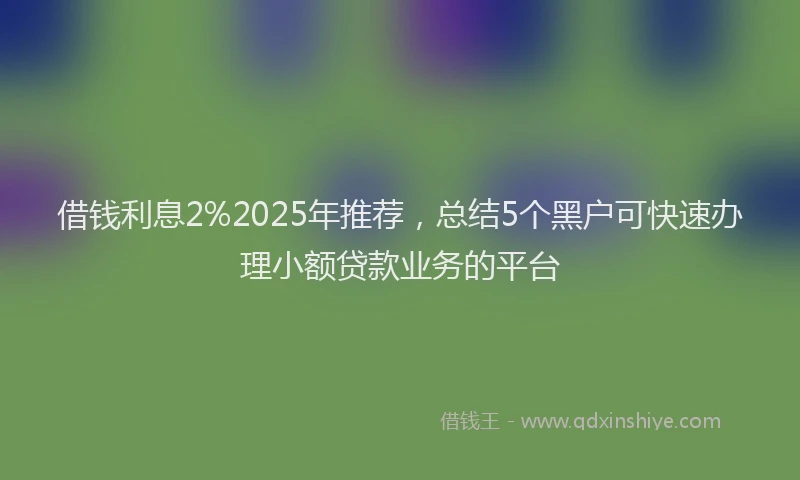 借钱利息2%2025年推荐，总结5个黑户可快速办理小额贷款业务的平台