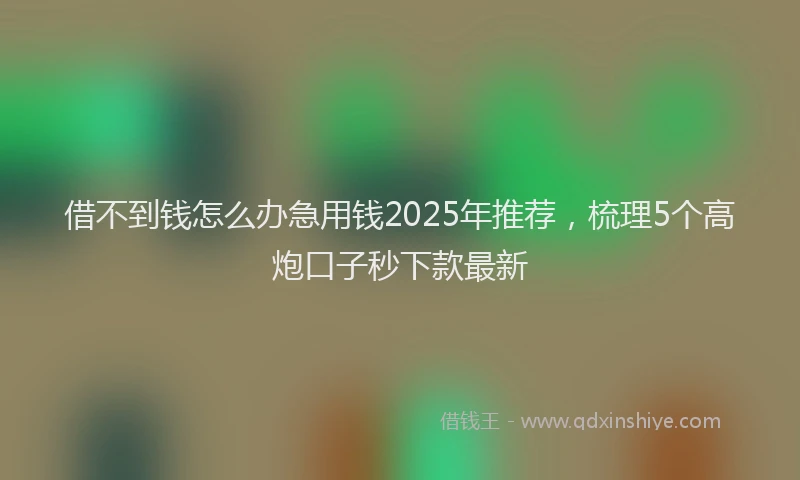 借不到钱怎么办急用钱2025年推荐，梳理5个高炮口子秒下款最新