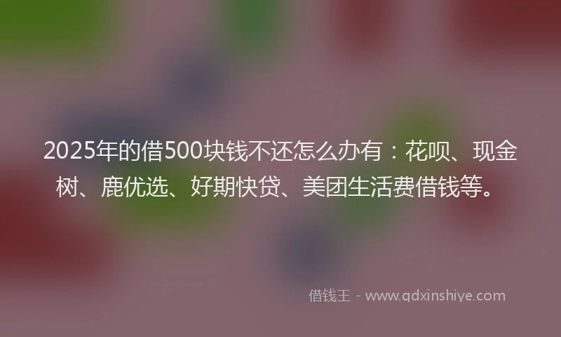 2025年的借500块钱不还怎么办有：花呗、现金树、鹿优选、好期快贷、美团生活费借钱等。