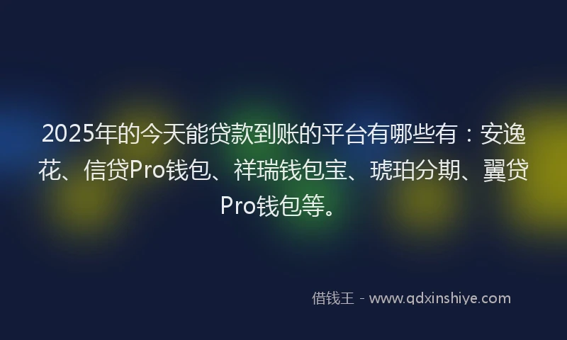 2025年的今天能贷款到账的平台有哪些有：安逸花、信贷Pro钱包、祥瑞钱包宝、琥珀分期、翼贷Pro钱包等。