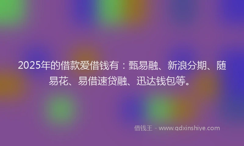 2025年的借款爱借钱有：甄易融、新浪分期、随易花、易借速贷融、迅达钱包等。