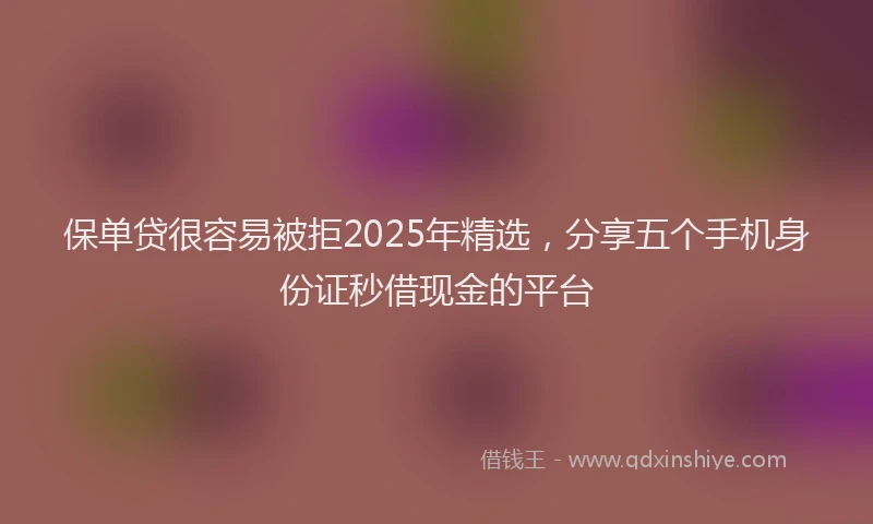 保单贷很容易被拒2025年精选，分享五个手机身份证秒借现金的平台