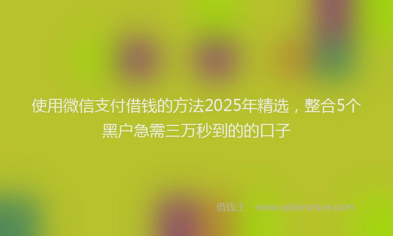 使用微信支付借钱的方法2025年精选，整合5个黑户急需三万秒到的的口子