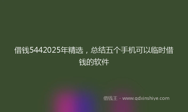 借钱5442025年精选，总结五个手机可以临时借钱的软件