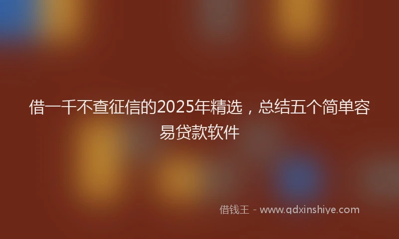 借一千不查征信的2025年精选，总结五个简单容易贷款软件