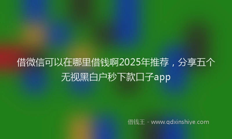 借微信可以在哪里借钱啊2025年推荐，分享五个无视黑白户秒下款口子app