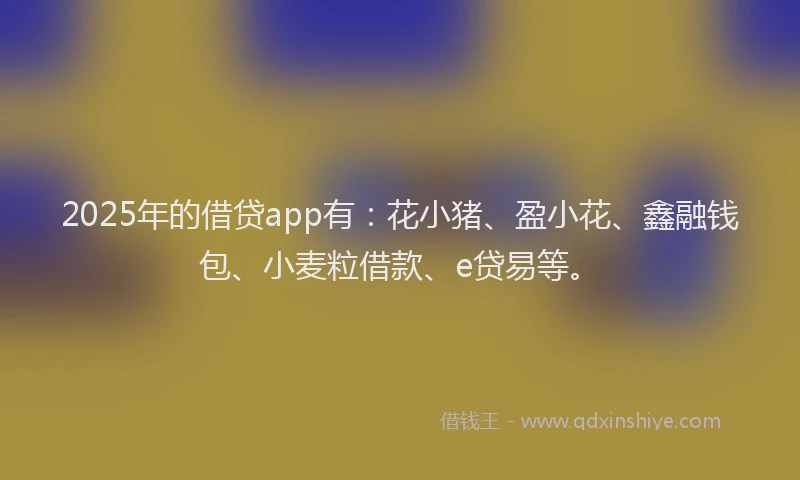 2025年的借贷app有：花小猪、盈小花、鑫融钱包、小麦粒借款、e贷易等。
