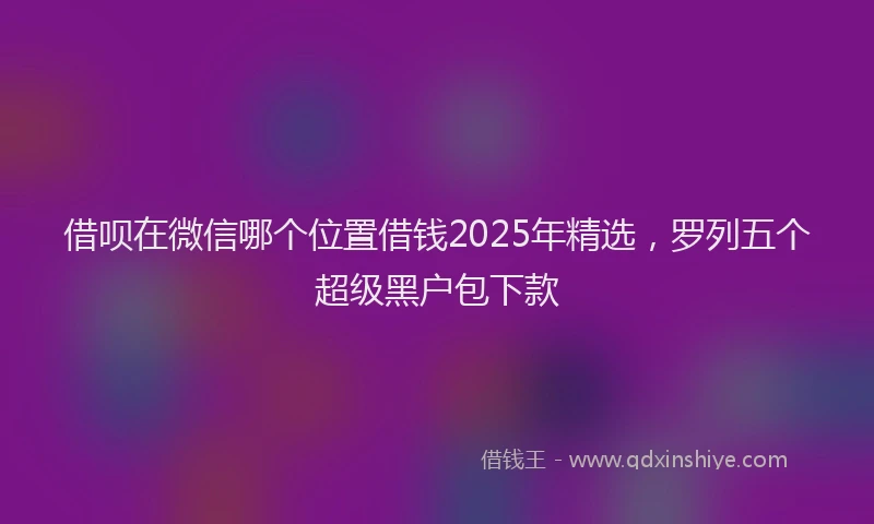 借呗在微信哪个位置借钱2025年精选，罗列五个超级黑户包下款