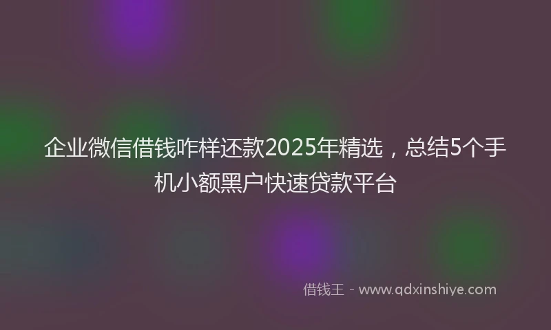企业微信借钱咋样还款2025年精选，总结5个手机小额黑户快速贷款平台